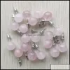 Stud Stud 10 mm boucles d'oreilles en pierre naturelle guérison cristal rose quartz boule perles en acier inoxydable mode oreille bijoux pour femmes fille entière ot3ja