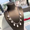 Kettingen 925 Sterling Zilveren Ketting Voor Vrouwen Vintage Zirconia Elegante Druppel Parel Kwastje Hanger Sleutelbeen Ketting Sieraden