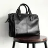 Bortk￶rningar Natural Cowskin 100% ￤kta l￤der M￤ns portf￶lj Fashion Large Capacity Business Bag Black Manlig axel Laptop Bag 221205