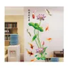 Wallpapers Lotus And Fish Wall Sticker Wallpapers Bedroom Decorations Porch Walls Stickers Self Adhesive Wallpaper 551 H1 Drop Deliv Dht76