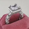 2022 Brand Eheringe Luxusschmuck 925 Sterling Silber Prinzessin Schnitt weiße Topaz CZ Diamond Gemstones Eternity Party Frauen Verlobungsband Ring Geschenk Geschenk