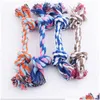 Dog Toys Chews Pets Dog Cotton Chews Knot Toy Colorf Durable Braided Bone Rope 18Cm Funny Dogs Cat Toys 50 H1 Drop Delivery Home G Dhy50