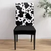 Chair Covers Cow Texture Black White Dining Cover 4/6/8PCS Spandex Elastic Slipcover Case For Wedding El Banquet Room