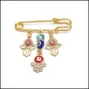 Pins Brooches Creative Lucky Eye Blue Turkish Evil Eyes Brooches Pin For Women Men Drop Oil Flower Crown Star Hamsa Hand Charm Fash Dhtik