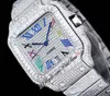 ZYF M8215 Paved Diamonds Automatic Mens Watch xl 40 мм Miyota Полностью заклинание прямоугольник алмаз и браслет