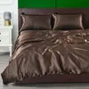 Bettwäsche-Sets Luxus-Sets Nachahmung Seide Bettbezug Einfarbiges Bett Weiche Einzel-Königin-King-Size-Quilt 221205