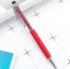 Fine Crystal Ballpoint Pen 1mm Fashion Creatilus Stylus Touch Pen Pismo Pisanie papieru artykułowego Ballpen Black Pens