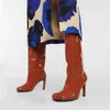 Stiletto Sonbahar Topuk Botları 2024 168 Pembe Yüksek Patent Deri Meydan Tip Moda Tüpü Büyük Boyu Kadın Marka Tasarımı 246 768