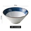 Bowls 8 Inch Japanese Ramen Bowl Salad Rice Pasta Fruit Soup Noodle Microwave Ceramic Restaurant Dinnerware