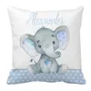 Sängkläder sätter Lvyziho Baby Boy Crib Set Custom Name Blue Elephant Shower Gift 221205