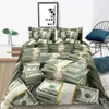 Conjuntos de cama 3D Modern Set Dollar Motif Tampa de edredão impressa Vivid Consolador 2/3 peças dinheiro Matemática Padrão engraçado Cama macia 221205