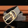 Riemen hoogwaardige volle graan leergele riem met pin bbuckle heren naam riemcowskin ceinture homm