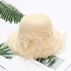 Chapeaux à bord large fleur de la plage de la plage du soleil femme d'été grand bord de fête pliable mariage grand fedora capiche