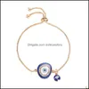 Braccialetti con ciondoli Turchi Braccialetti con malocchio di cristallo blu fortunato per le donne Catene d'oro fatte a mano Bracciale gioielli Donna 71 R2 Drop Delive Dhqdt