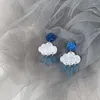 Brincos dangle ujbox glitter acrílico nuvem gorda de chuva Mulheres coreanas temperamento criativo não piercing para garotas estudantis