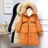 Parkas en duvet pour femmes veste d'hiver à capuche coréenne doublure en fourrure manteau épais vêtements de neige longue Parka 221205