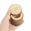 ギフトラップ素朴な結婚指輪ボックスホルダーバレンタインエンゲージメント記念日式典のための自然な木製ジュエリー