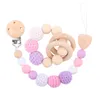 1-2pcs New Baby Pacifiers Clips Teethers Bracelet Babies Chain Cute Big Crochet Color Wool Ball Newborn Dummy Nipples Holder Clip