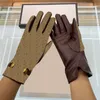 Delicate Letter Designer Gloves Warm Lining Leather Mittens Women Sheepskin Gloves Metal Chain Links Mitten With Box