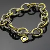 Bracciale a catena retrò in argento sterling 925 per bracciali a maglie ovali da donna in gioielli di marca placcati in oro Bracciale da donna raffinato Regali di Natale 7,5 pollici