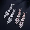 Dangle Earrings Uilz Luxury Marquise Cluster Cubic Zirconia Long Drop For Women Shiny Leaf Shape Brides Wedding Earring Jewelry