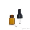 5 ml Mini Amber Glass Essenti￫le olie -druppelaar Flessen Refilleerbare lege Eye Dropper Parfum Cosmetische vloeistof Lotion Monsteropslagcontainer