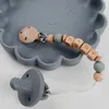 ベビーDIYパーソナライズされたおしゃぶり名Pacifier Clips Chain Wood Silicone Beads新生児乳首ホルダークリップのおもちゃ