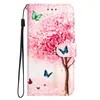 Butterfly Leather Wallet Falls för Samsung A54 S23 Ultra Plus A14 A23 S22 A04 A04E A34 5G Fashion Print Flip Leopard Tree Flower Cat Wolf Cartoon Card Holder Cover Purse Purse