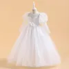 Sukienki dla dziewcząt sukienki kwiatowe białe długie rękawy impreza