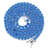Łańcuchy łańcucha tenisowego 4 mm Naszyjnik bioder biżuterii niebieskie diamentowe naszyjniki