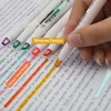 Haile pcsset Double Tip Highlighter Pens Macaron Color Manga Markers Midliner Pastel highlighters Kawaii Japanese Stationery