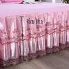 Bed rok roze rufflers Koreaanse kanten bed rok matras cover set elastische platen kussensloop meerdere maten beschikbaar #sw 221205