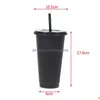 Mugs Mugs 710Ml Black And White St Lid Color Changing Coffee Cup Reusable Plastic Scrub Inventory Wholesale Drop Delivery Home Garde Dhmqp