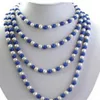 Красивое 80 -дюймовое голубое лазули белое круглое пресноводное жемчужное ожерелье