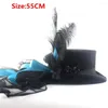 Berets 15cm 4 حجم اليد اليدوية شبكة صوف أسود نساء الرجال الزفاف فيدورا قبعة لساحر العروس الحزب