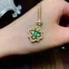 Chains Exquisite Necklace Natural Green Emerald Gem Pendant Of Three Color Silver Birthday Anniversary Gift Ornament