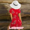 Party Dresses Women Summer Dress V-Neck Cape Short Sleeve Casual Mini Boho Beach Vinatge Floral Print Sundress Laipelar