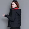Kadın Trençkotları Kapşonlu Pamuk Ceket Sonbahar Kış 2022 Kısa Yastıklı Ceketler Kalın fermuarlı Palto Parka Dış Giyim Kadın