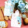 Cadeau cadeau 10sets mignon sucette bouteille papier boîte de bonbons bleu rose dot fête faveur enfants bébé douche anniversaire décoration avec étiquette