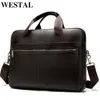 Porte-documents WESTAL porte-documents pour hommes véritable ordinateur portable 14 porte-documents pour documents sacs de messager en cuir 221205