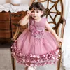 Girl Dresses Princess Ball Gown Party Tutu Dress For Brithday Wedding Kids Gowns Purple Handmade FlowersChildren Clothing 2022