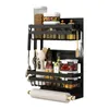 Other Kitchen Storage Organization Refrigerator Magnetic Spice Rack Foldable Side Organizer Shelf with Wooden Holder BLACK/GREEN 221205