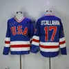 1980 USA Hockey Jerseys 17 Jack Ocallahan 30 Jim Craig 21 Mike Eruzione Jersey Men Sale Team Color Blue White Sched