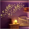 Party Decoration 12 3D Hollow Butterfly Wall Stickers Diy For Home Decor Kids Room Party Wedding Decorative Butterflys Inventory Who DHT6I