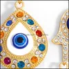 Pendentif Colliers Fatima Main Pendentif Collier Turquie Mauvais Yeux Bleus Diamant Chandail Chaîne Creux Pendentifs Chanceux Ruban Réglable G Dhoqd