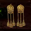 Dangle Earrings Round Gold Color Long Jhumka Turkish Tassel Women's 3 Bell Metal Turkey Jewelry Bijoux