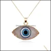 Anhänger Halsketten Evil Eye Anhänger Halskette Baumeln Ohrringe Vergoldet Modeschmuck Halsketten Frauen Nachahmung Naturstein Res Dh2Js