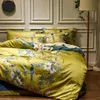 Bedding Sets Svetanya Golden Pastoral Birds Luxury Cetin Setin Egyptian algodão Conjunto de leitos de cama Rainha Rei Tamanho da capa de edredão Folha de ajuste 221205