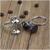 Party Favor Party Favor Mini Coffee Keychain Threensional PL Flower Cylinder Coffees Spoon Car Coffees Cup Metal Keychains Drop Del DHPM5