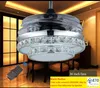 WholesaleInvisible Crystal Light Seiling Fans Modern LED Crystal Lamp Iddoor Parlor Compans Crystal Light التحكم عن بُعد